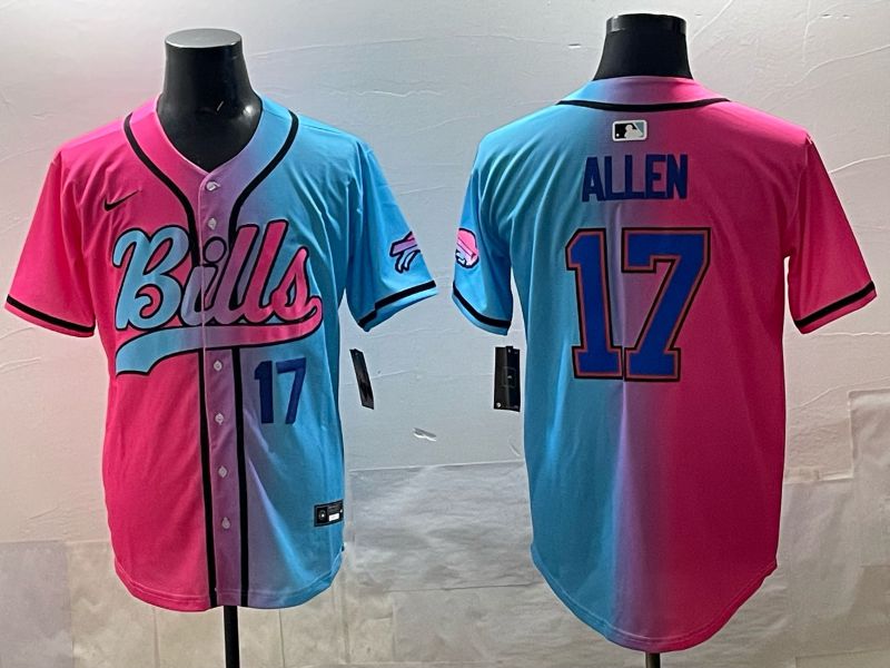Men Buffalo Bills #17 Allen Blue pink Nike Limited 2025 NFL Jersey style 003